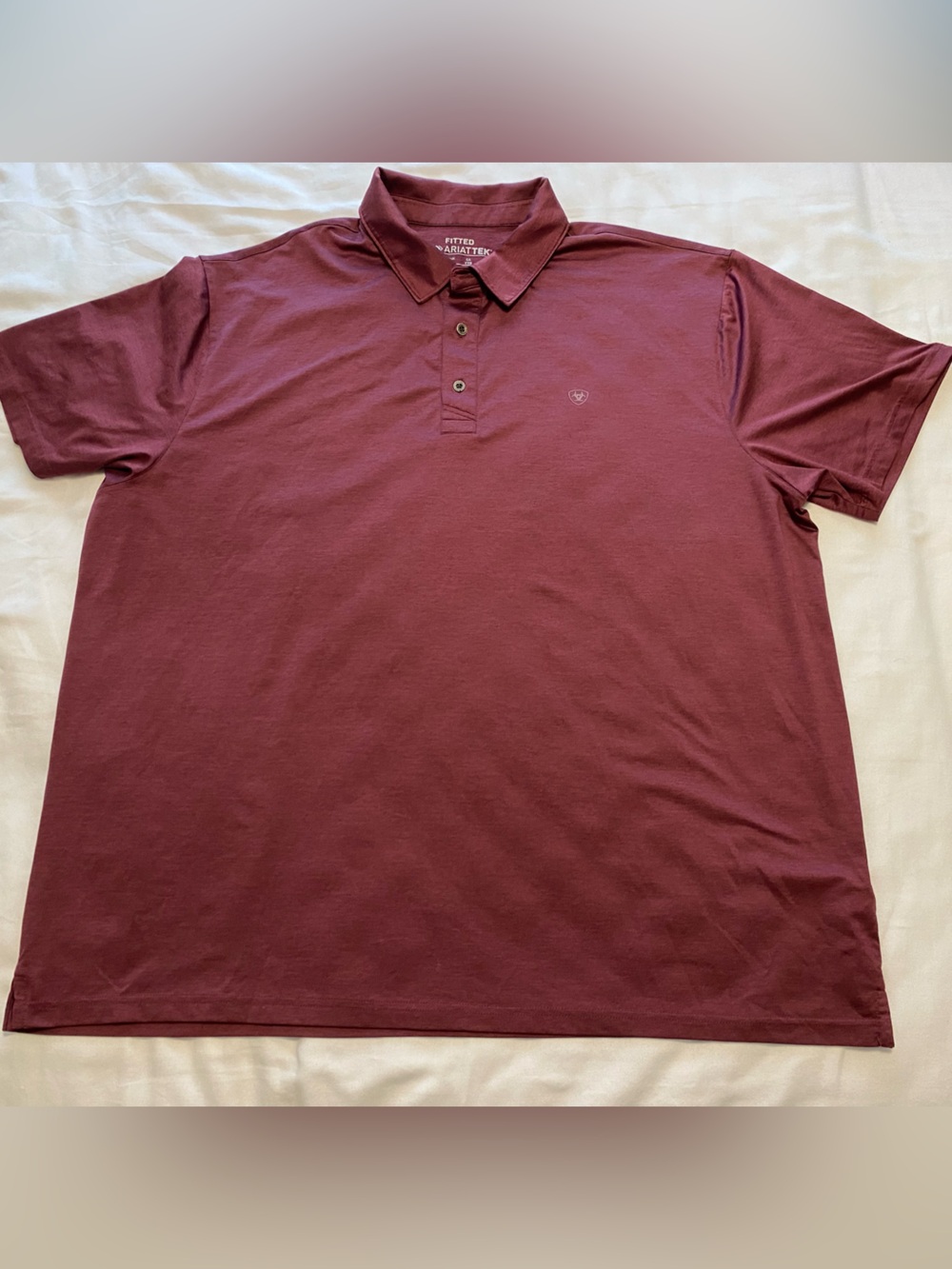 NEW Fitted Ariat Tek Men's XXL Short Sleeve Burgundy Polo